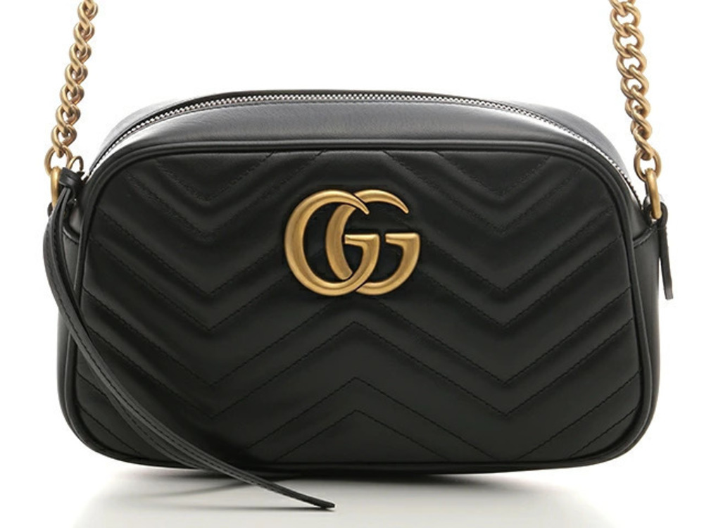 Gucci Shoulder Bag GG Marmont Chevron Black